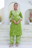 Green Floral Tie n Dye Kurti with Palazzos Coord Set