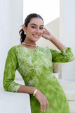 Green Floral Tie n Dye Kurti with Palazzos Coord Set