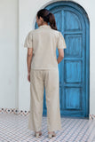 Grey Cropped Shirt with Wide Trousers Coord Set