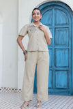Grey Cropped Shirt with Wide Trousers Coord Set