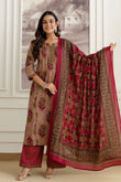 Pink Pintucks Aline Suit Set with Palazzo and Dupatta