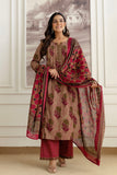 Pink Pintucks Aline Suit Set with Palazzo and Dupatta
