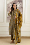 Green Cotton Printed Kurta Set with Palazzos and Dupatta