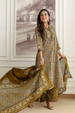 Green Cotton Printed Kurta Set with Palazzos and Dupatta