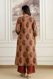 Rust Pintucks Aline Suit Set with Palazzo and Dupatta