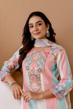 Pastel Linen with Lining Kurta Set with Trousers and Dupatta