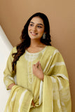 Green Linen with Lining Kurta Set with Trousers and Dupatta
