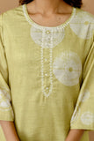 Green Linen with Lining Kurta Set with Trousers and Dupatta