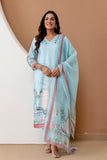 Sky Blue Linen with Lining Kurta Set with Trousers and Dupatta