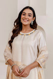 Cream Linen with Lining Kurta Set with Trousers and Dupatta