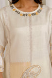Cream Linen with Lining Kurta Set with Trousers and Dupatta