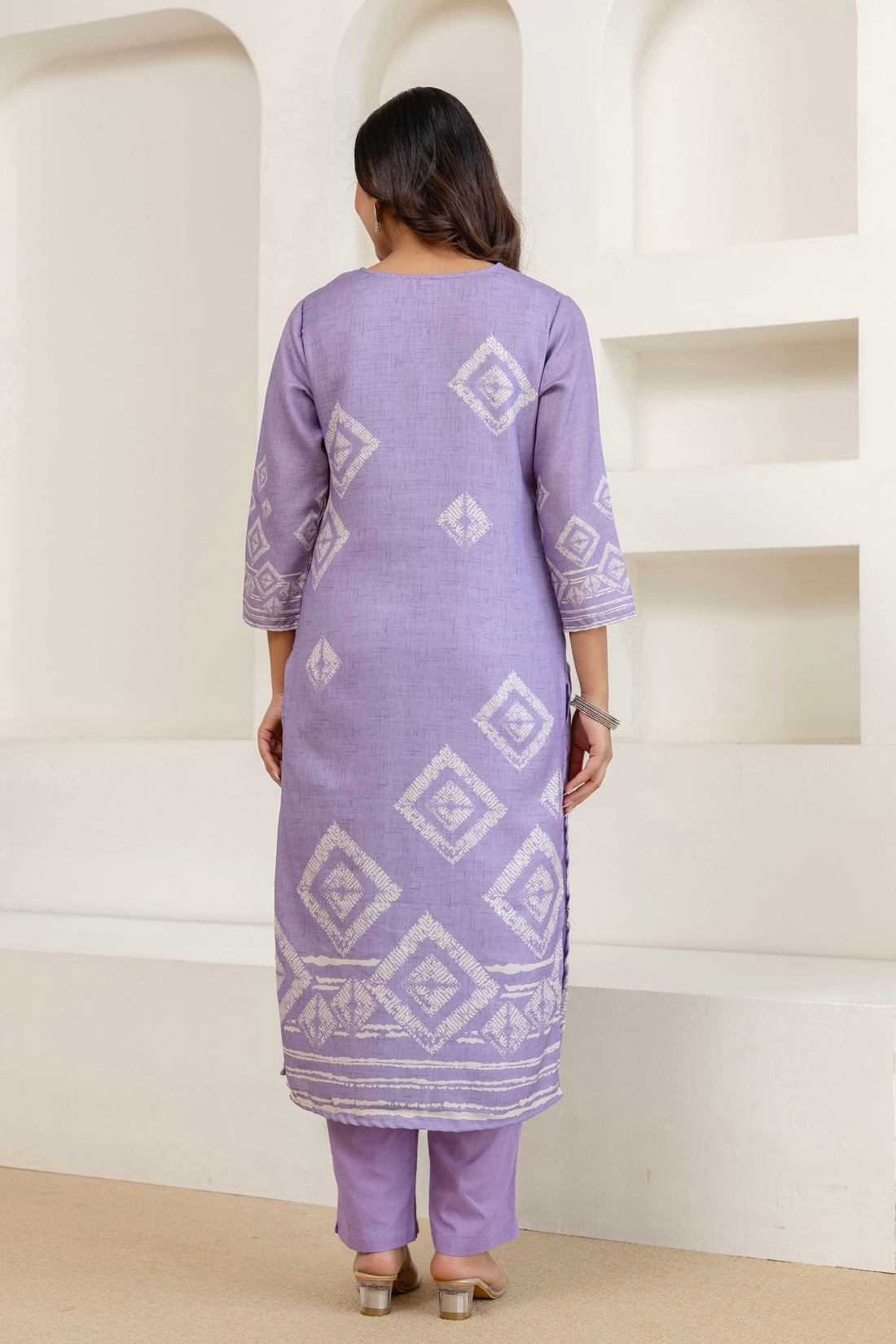 Purple Linen with Lining Kurta Set with Trousers and Dupatta
