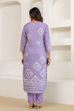 Purple Linen with Lining Kurta Set with Trousers and Dupatta