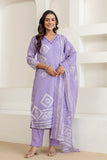 Purple Linen with Lining Kurta Set with Trousers and Dupatta
