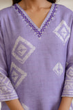 Purple Linen with Lining Kurta Set with Trousers and Dupatta
