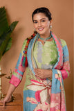 Zari Work Viscose Festive Kurta Set with Trousers and Dupatta