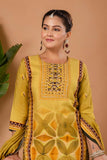 Yellow Festive Yoke Design Viscose Kurta Set with Trousers and Dupatta