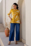Vesper - Yellow Tropical Print Cotton Short Kurti