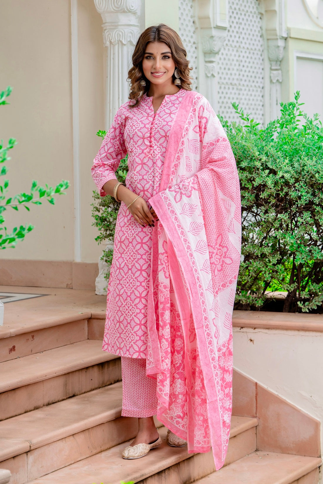 Pink cotton kurta sets