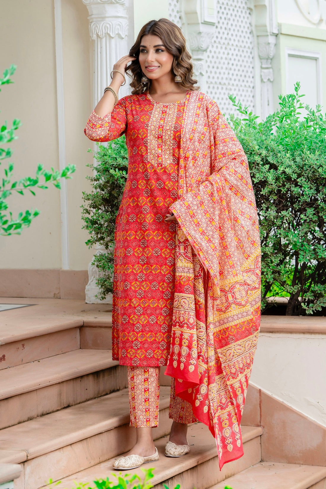 Orange kurta set for women