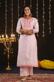 Shloka - Pink Silk Embroidered Kurta