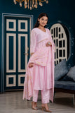 Kimaya-Pink Chanderi Gota Work Alia Cut Suit Set
