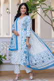 Blue White Kurta Set