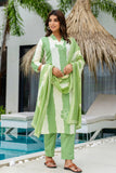 Green and Off White Color Blocked Kurta Set with Trousers and Dupatta