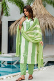 Green and Off White Color Blocked Kurta Set with Trousers and Dupatta