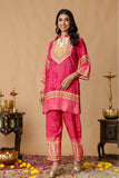 Pink Sequins Highlight Viscose Kurti with Wide Leg Palazzo Coord Set