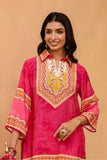 Pink Sequins Highlight Viscose Kurti with Wide Leg Palazzo Coord Set