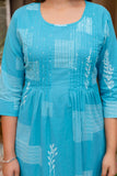 Blue Pintucks Cotton Kurta Set with Palazzo