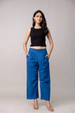 Blue Wide Leg Mid Rise Palazzos
