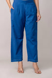 Blue Wide Leg Mid Rise Palazzos