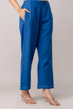 Blue Wide Leg Mid Rise Palazzos