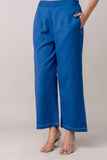 Blue Wide Leg Mid Rise Palazzos