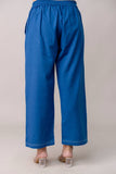 Blue Wide Leg Mid Rise Palazzos