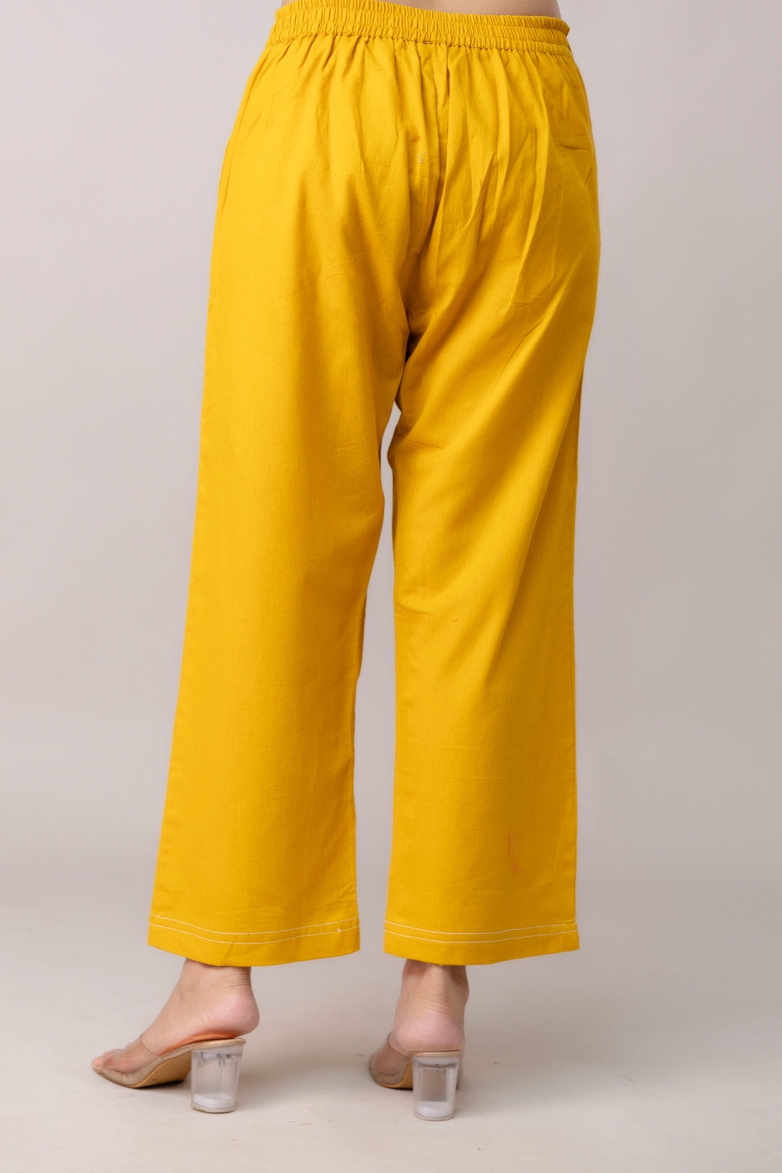 Yellow Wide Leg Mid Rise Palazzos