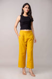 Yellow Wide Leg Mid Rise Palazzos