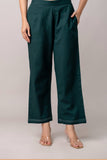 Bottle Green Wide Leg Mid Rise Palazzos