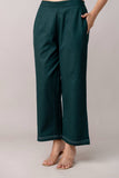 Bottle Green Wide Leg Mid Rise Palazzos