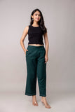 Bottle Green Wide Leg Mid Rise Palazzos