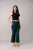 Bottle Green Wide Leg Mid Rise Palazzos