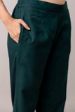 Bottle Green Wide Leg Mid Rise Palazzos
