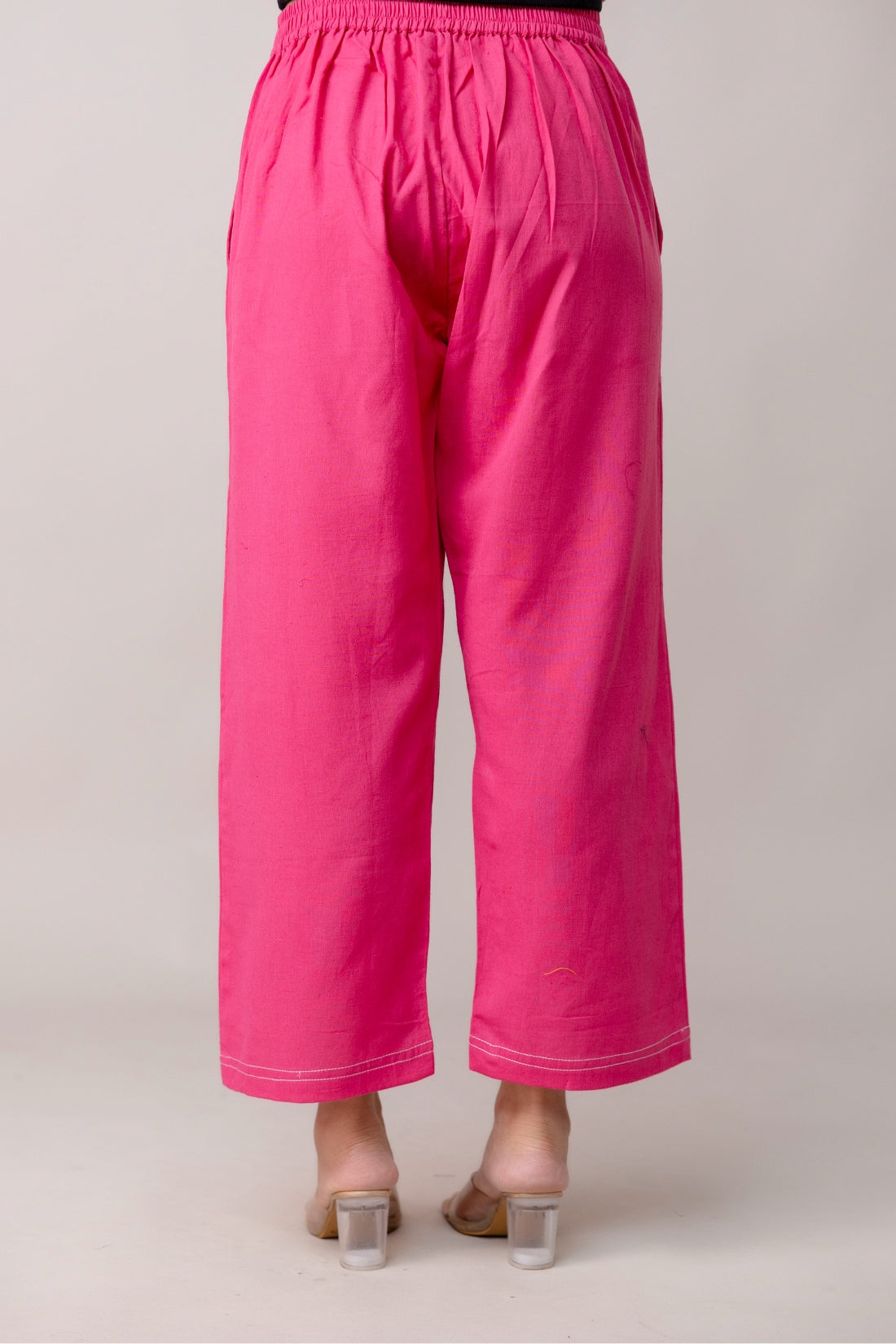 Pink Wide Leg Mid Rise Palazzos