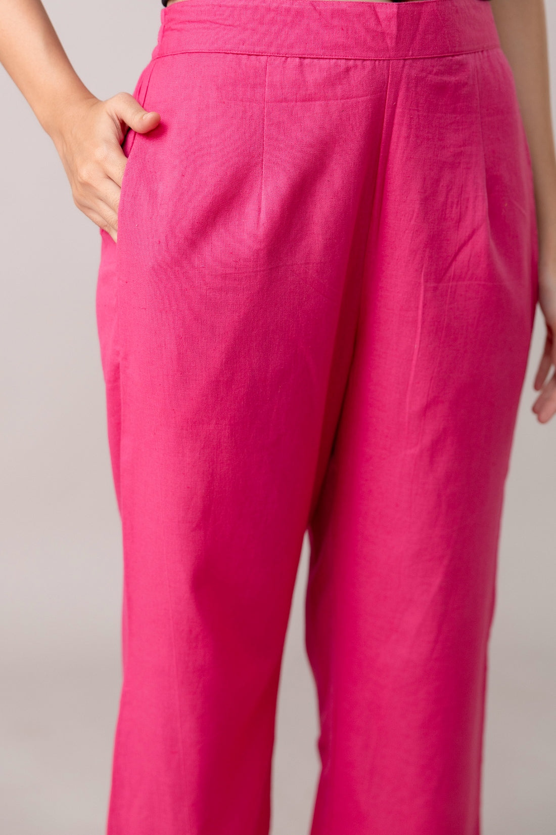 Pink Wide Leg Mid Rise Palazzos