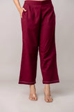 Maroon Wide Leg Mid Rise Palazzos