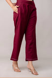 Maroon Wide Leg Mid Rise Palazzos