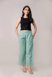 Sage Green Wide Leg Mid Rise Palazzos