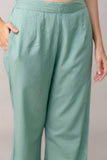 Sage Green Wide Leg Mid Rise Palazzos